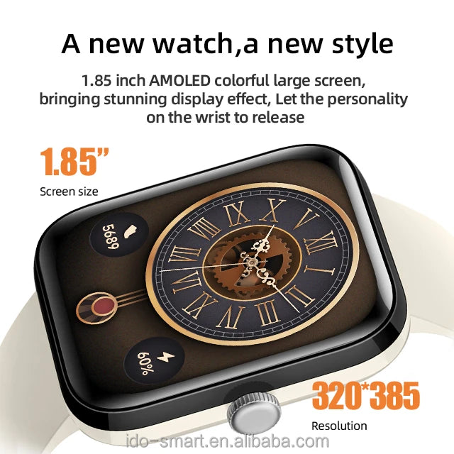 IDW27 GPS Smart Watch | 1.85" HD Bluetooth Calling 100 Sport Modes 3ATM Waterproof Fitness Tracker
