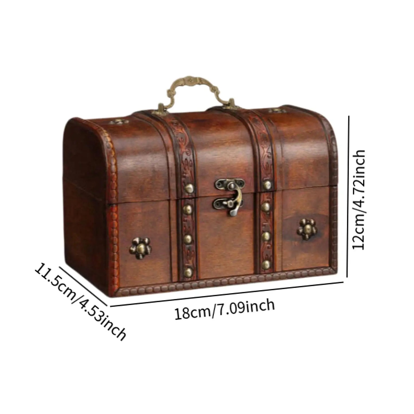 Treasure Chest Wooden Box Retro Unique Decor Lockable Antique Treasure Box for Wedding Halloween Thanksgiving Christmas Birthday