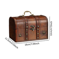 Treasure Chest Wooden Box Retro Unique Decor Lockable Antique Treasure Box for Wedding Halloween Thanksgiving Christmas Birthday
