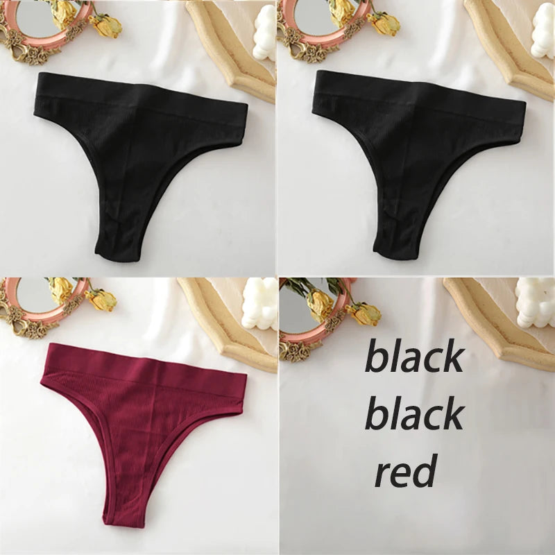 Set de 3 panties sin costuras de talle alto para mujer
