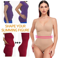 Shapewear Bodysuit for Women - Deep V Neck Waist Trainer with Built-in Bra