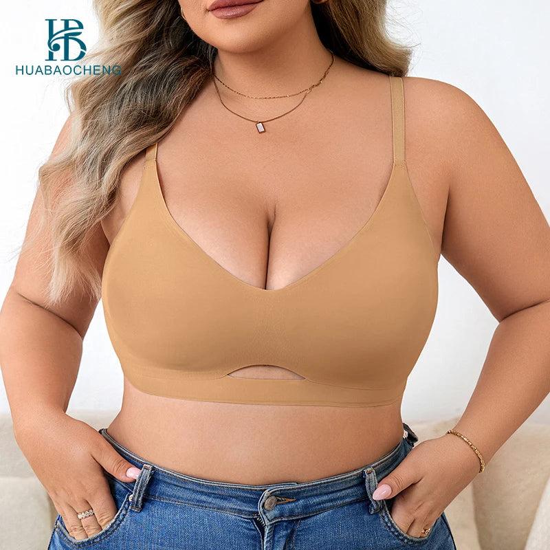 Plus Size Wireless Sports Bra | Seamless Push-Up, Low Back | Sizes XL–4XL