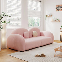 Luxury White Flannel Sofa - Modern 3-Seater with Curved Arms