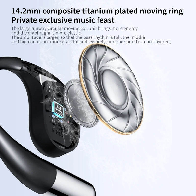 OWS Technology True Wireless Sports Headphones Open Ear LED Battery Touch Control Mini Ear Hook for 5.4 IPX5 Waterproof AI