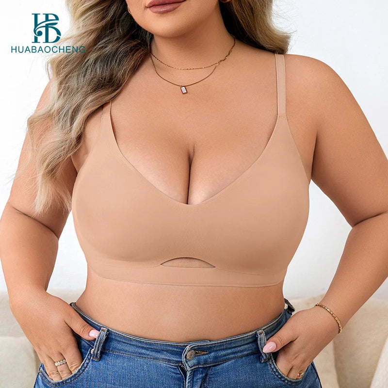 Plus Size Wireless Sports Bra | Seamless Push-Up, Low Back | Sizes XL–4XL