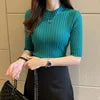 Striped Half Sleeve Turtleneck Sweater – Casual Streetwear Women's Pullover