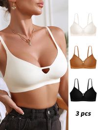 Heart Cutout Backless Bralette | Seamless Wire-Free Push-Up Bra with Adjustable Straps