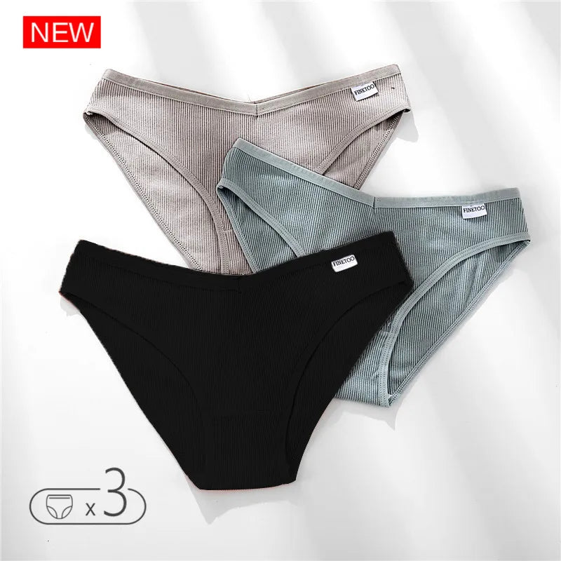 Set de 3 Panties de Algodón - Ropa Interior Cómoda FINETOO M-4XL