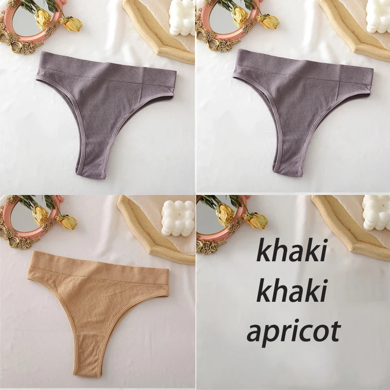 Set de 3 panties sin costuras de talle alto para mujer
