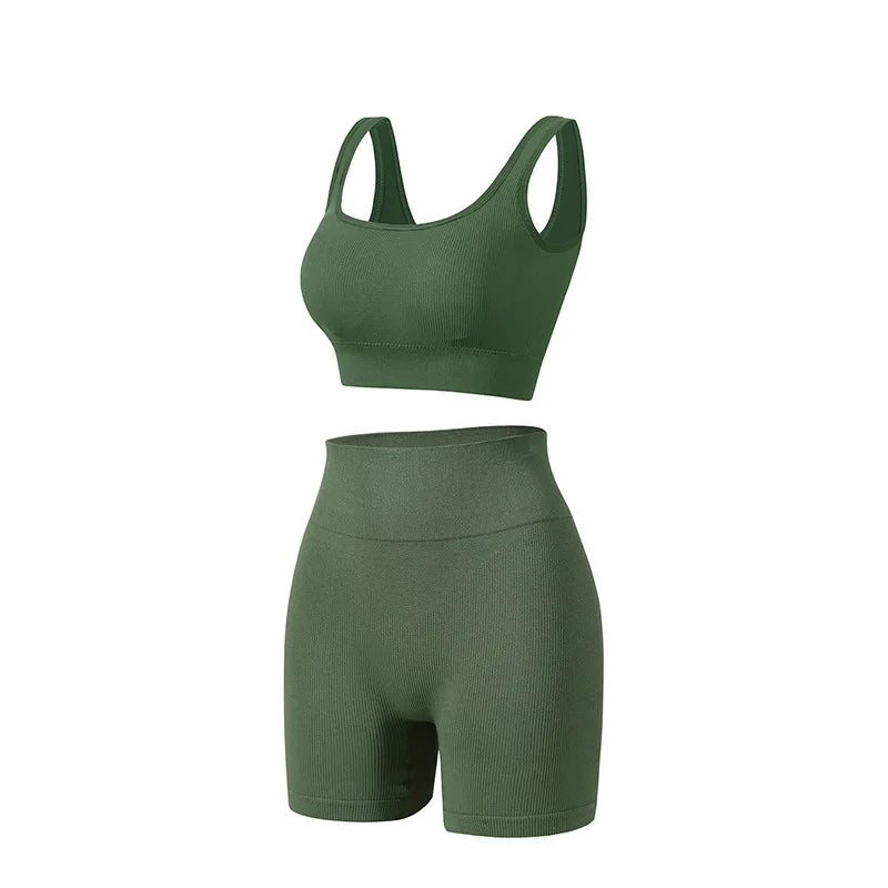 Women's Sports Bra & High-Cut Bikini Set – Wire-Free Padded Yoga Set