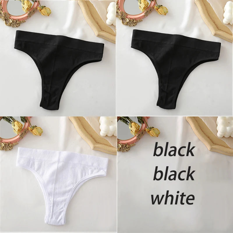 Set de 3 panties sin costuras de talle alto para mujer