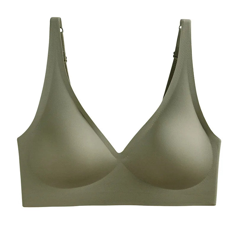 Push-Up Seamless Bra for Women | Wire-Free V-Neck Bralette with Removable Pads (S–3XL)