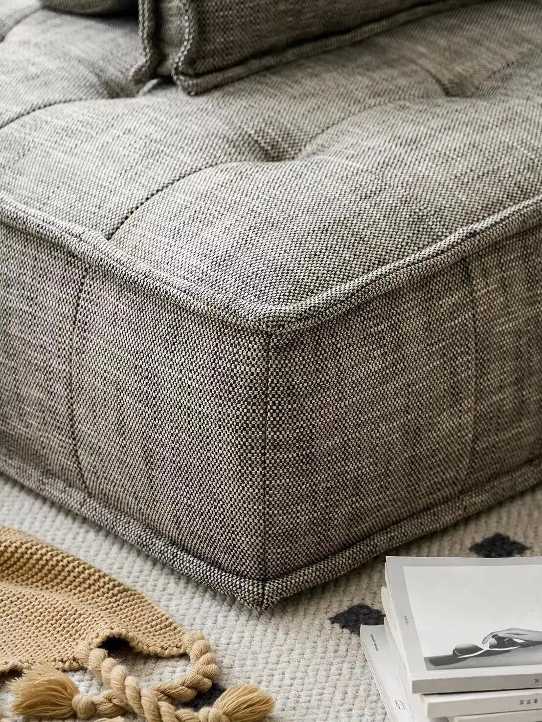 AOMISI Modular Velvet Sofa - Minimalist Square Sectional