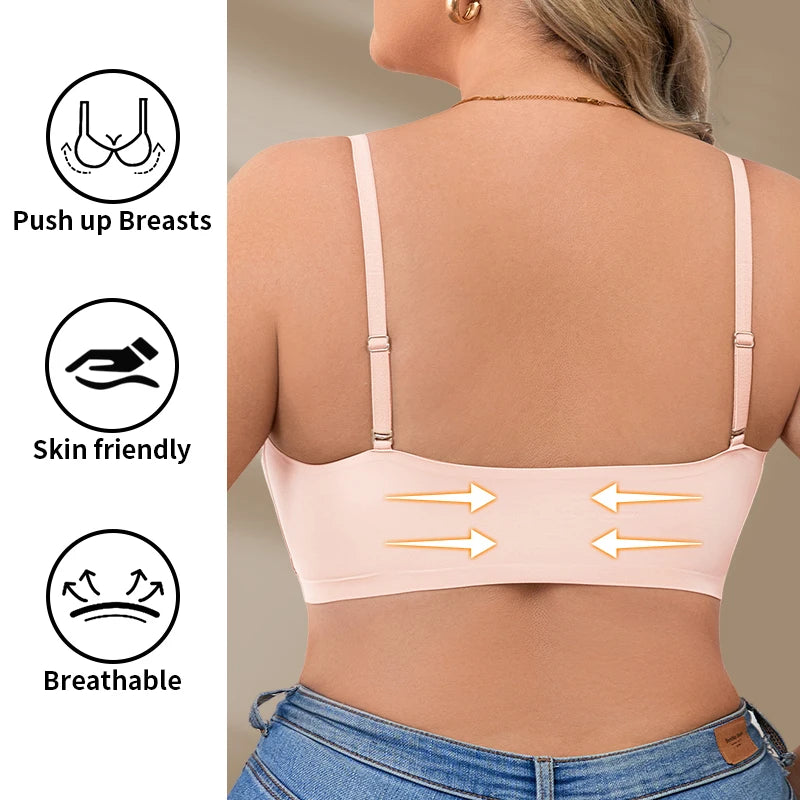 Plus Size Wireless Sports Bra | Seamless Push-Up, Low Back | Sizes XL–4XL