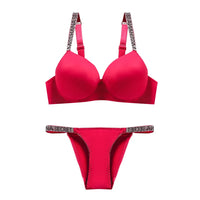 Rhinestone Strap Sexy Lingerie Set – Underwire Push-Up Bra & Bikini