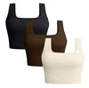 Women's Ribbed Square Neck Crop Tank Top – Sleeveless Yoga & Casual Vest
