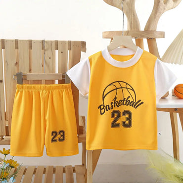 Boys Athletic Sports Set - Polyester Jersey & Shorts 2-Piece
