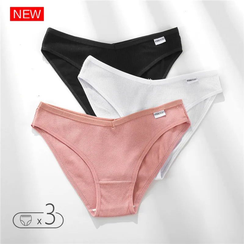 Set de 3 Panties de Algodón - Ropa Interior Cómoda FINETOO M-4XL