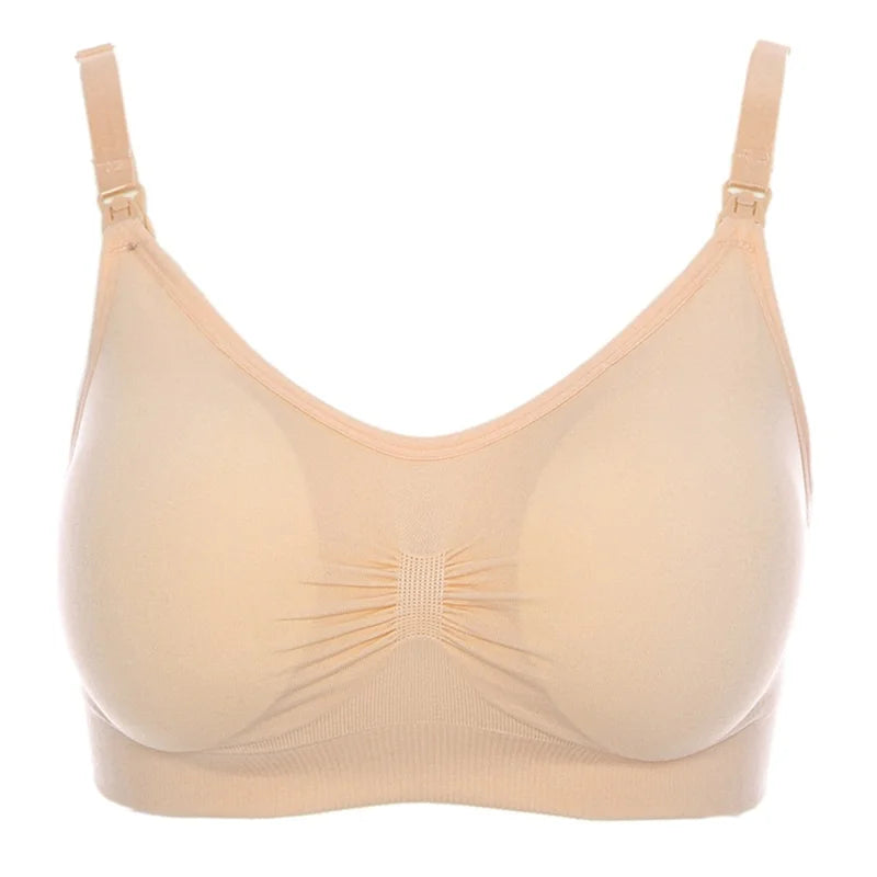 Seamless Front-Open Maternity Nursing Bra – One-Hand Access Removable Pads Breastfeeding Bra