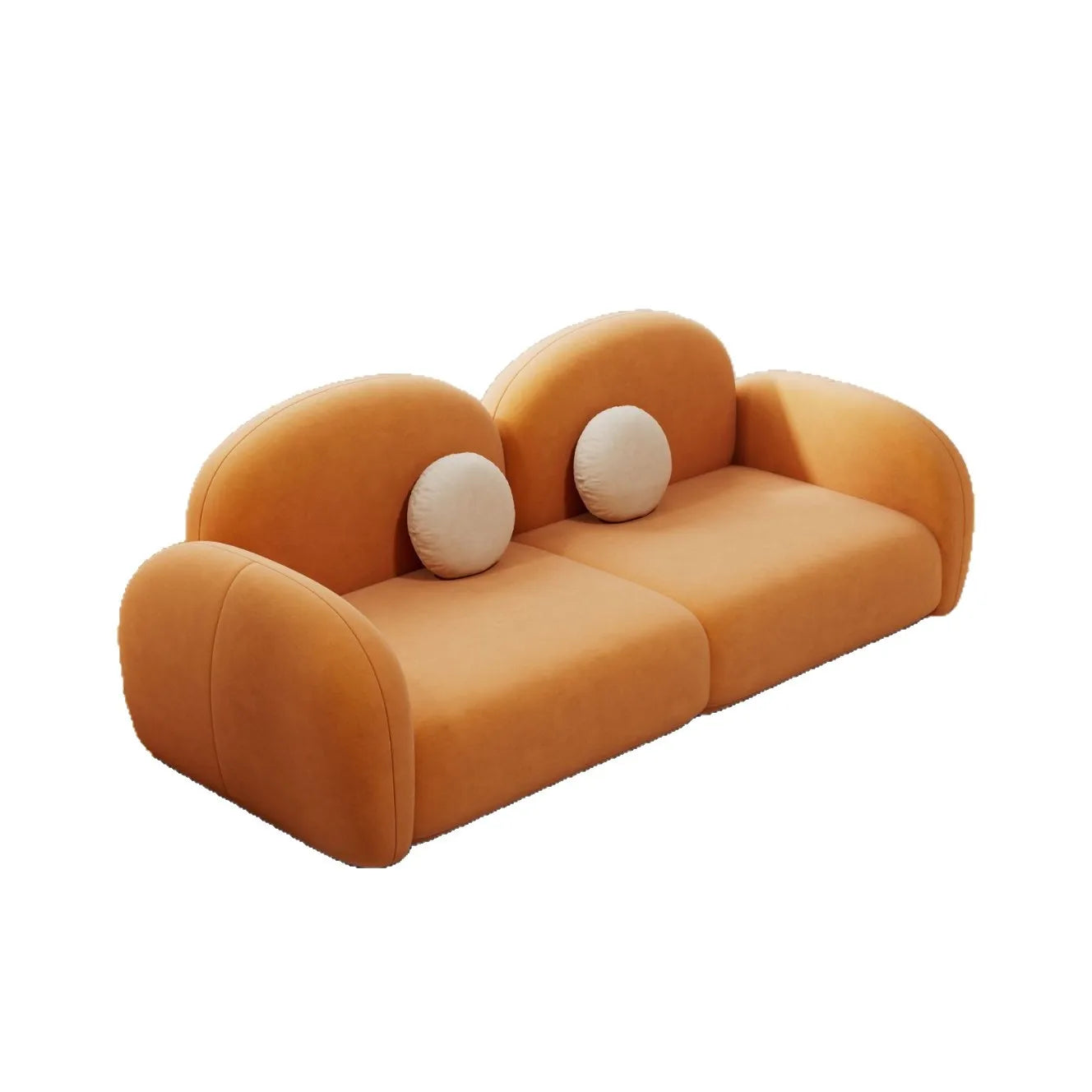 Luxury White Flannel Sofa - Modern 3-Seater with Curved Arms