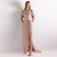 Sharon Said Off Shoulder Mermaid Gown with Train - Luxury Evening Dress