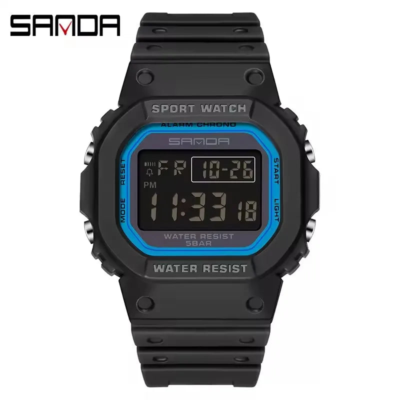 SANDA 2107 Boys Digital Sport Watch – Waterproof, Chronograph, Luminous, TPU Band