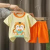 Girls Cotton Pajama Set - Cartoon Print Summer Sleepwear