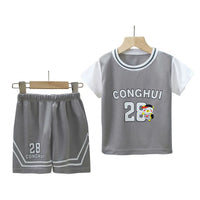 Boys Athletic Sports Set - Polyester Jersey & Shorts 2-Piece