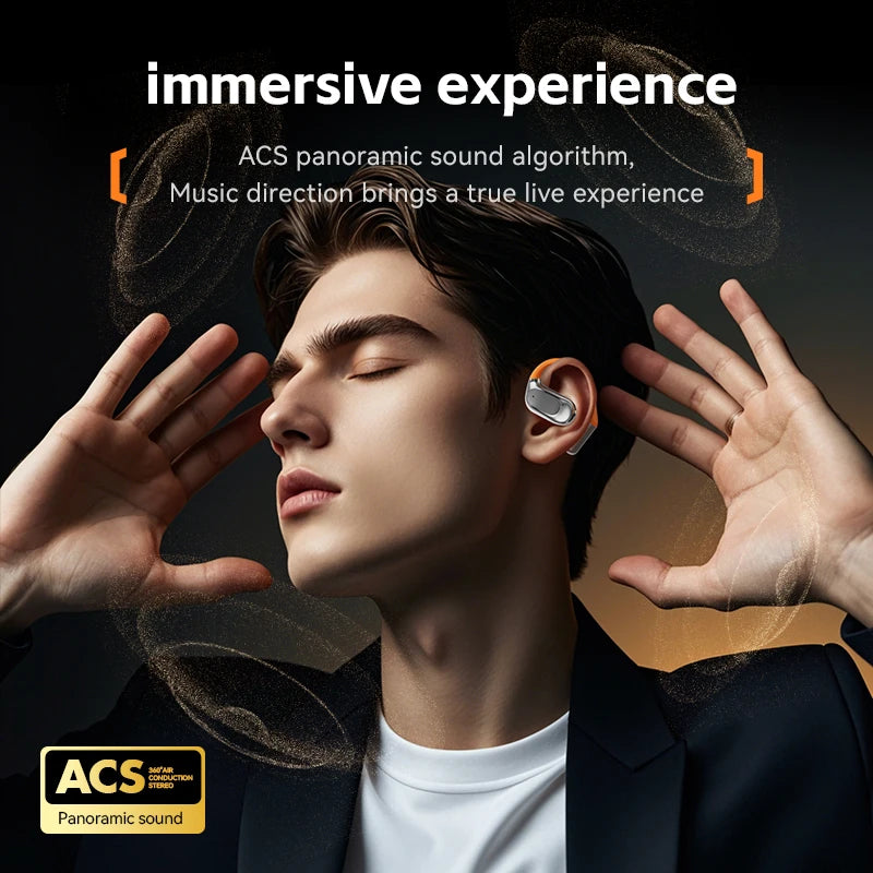 M113 Air Conduction Smart Noise Cancelling Sports Earphones Rotatable Design Wireless Earbuds with Convenient Lanyard (Orange)