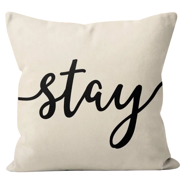 CANIRICA Letter Print Cushion Cover 45x45cm | Faux Linen Decorative Pillow Case