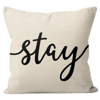 CANIRICA Letter Print Cushion Cover 45x45cm | Faux Linen Decorative Pillow Case