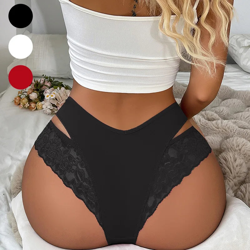 Sexy Cut-out Lace Panties Bulk Wholesale Custom Logo Women Breathable Hollow Out Briefs Factory Price Female Underwear 3 Colors