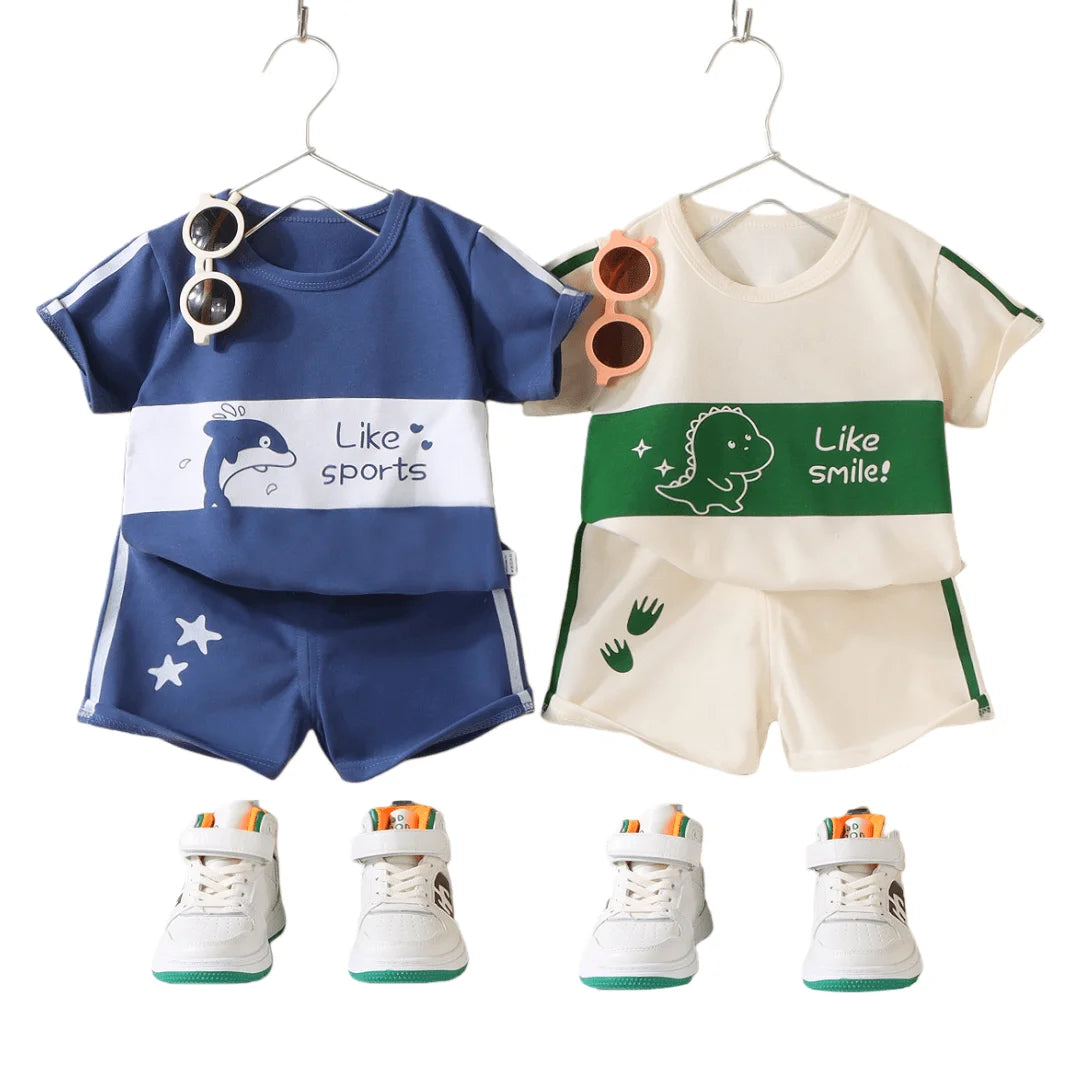 Kids Cotton Cartoon Summer 2-Piece Outfit Set