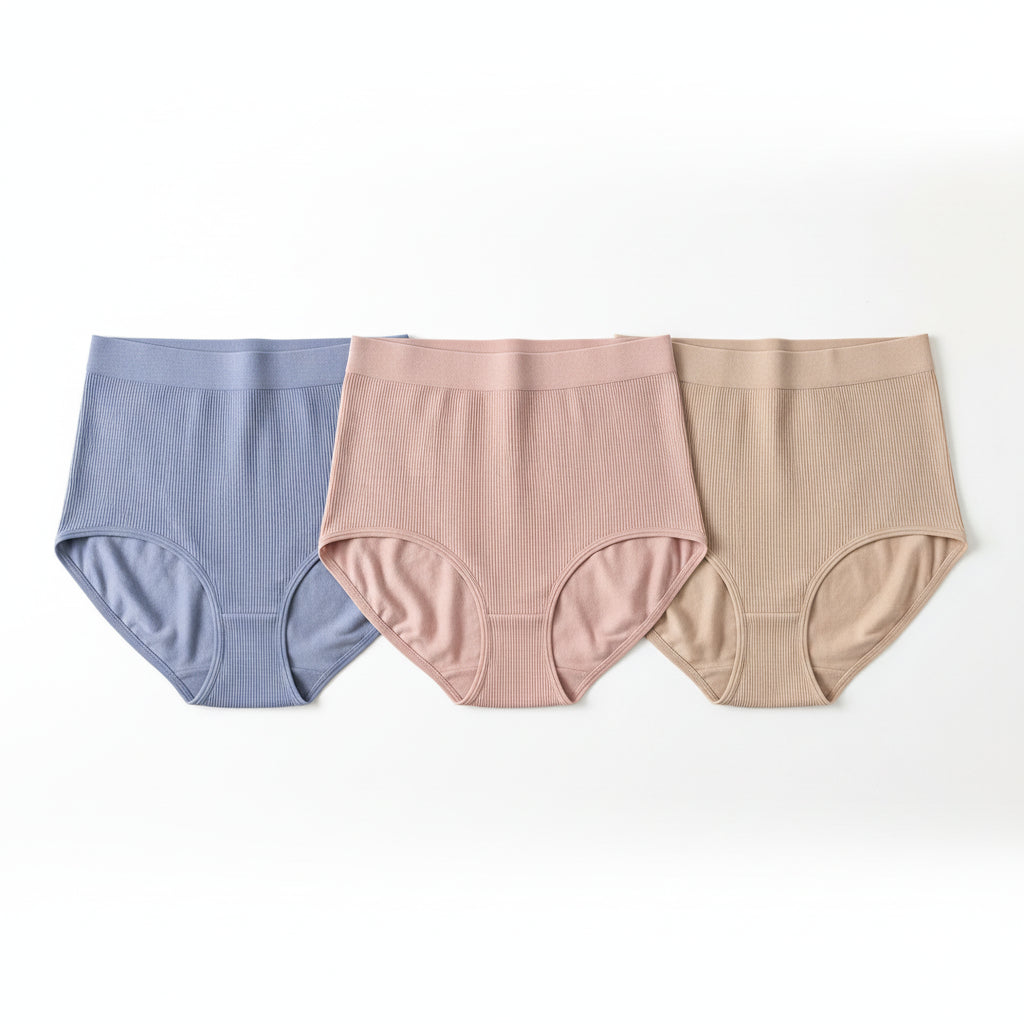 Set de 3 panties sin costuras de talle alto para mujer