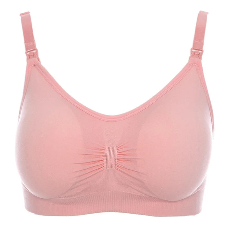 Seamless Front-Open Maternity Nursing Bra – One-Hand Access Removable Pads Breastfeeding Bra