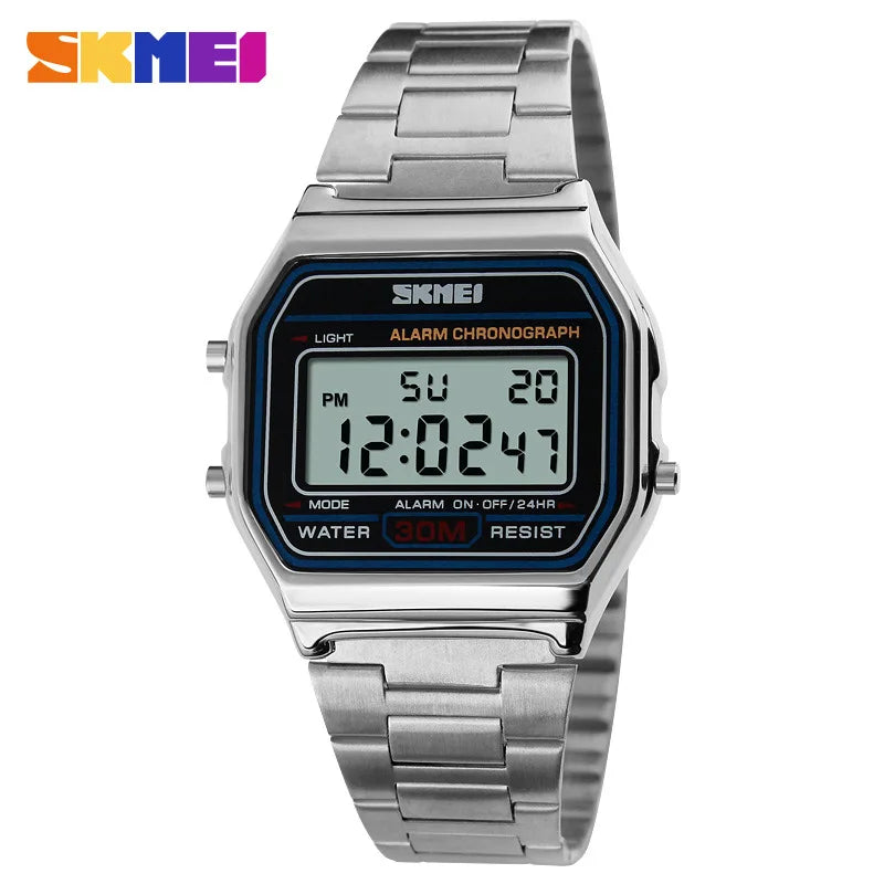 SKMEI 1123 Men's Slim Digital Watch – Perfect Gift for Him | Stainless Steel, Waterproof