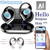 Q39 AI Language Translator Wireless Earbuds | 144 Languages | Bluetooth 5.4 ANC Sport