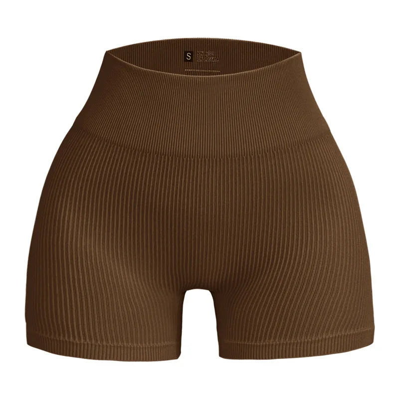 Women's Ribbed High Waist Yoga Shorts — Seamless, Sweat-Wicking, Push-Up Active Wear