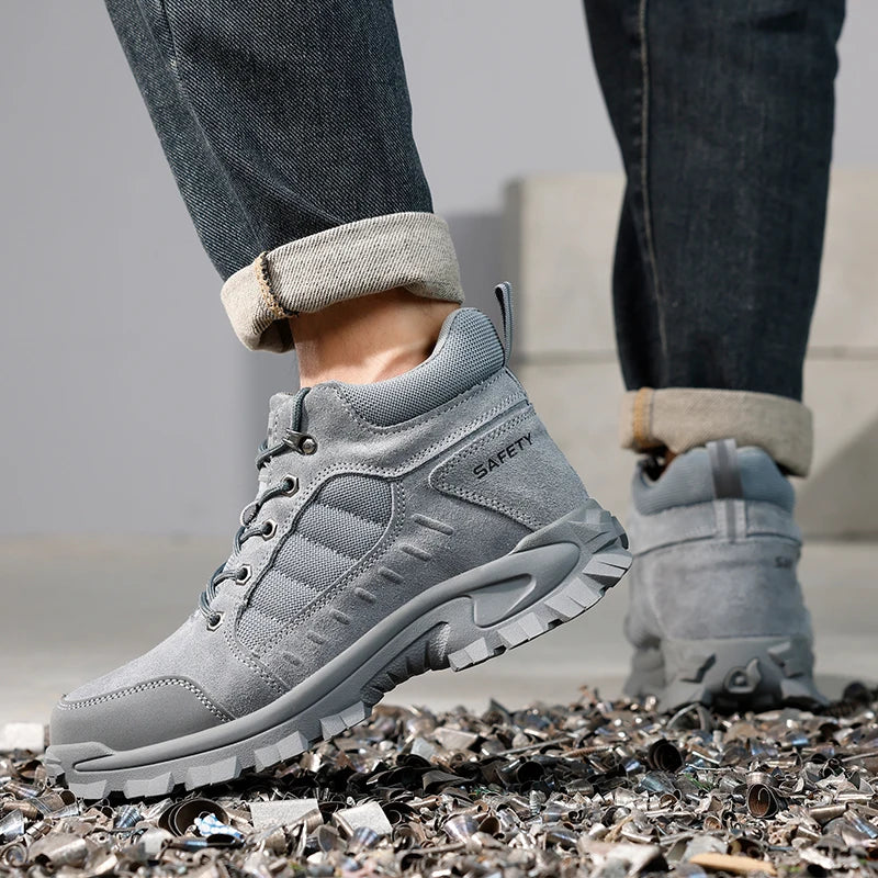 GUYISA Steel Toe Rubber Mesh Safety Shoes Anti-impact And Puncture-resistant High Top Men