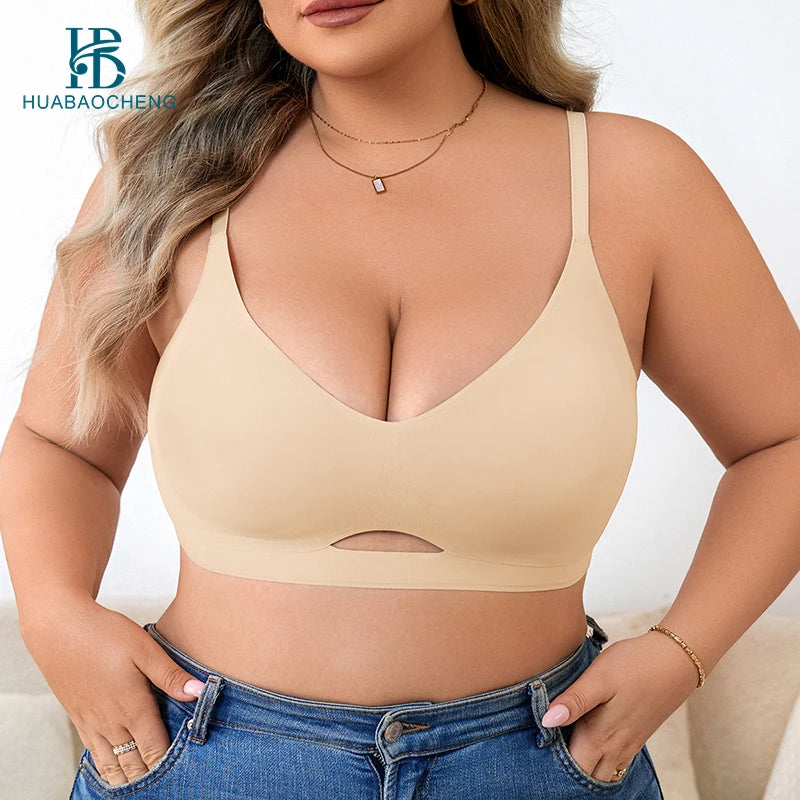Plus Size Wireless Sports Bra | Seamless Push-Up, Low Back | Sizes XL–4XL