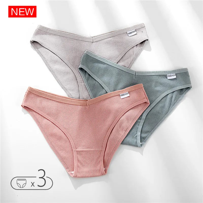 Set de 3 Panties de Algodón - Ropa Interior Cómoda FINETOO M-4XL