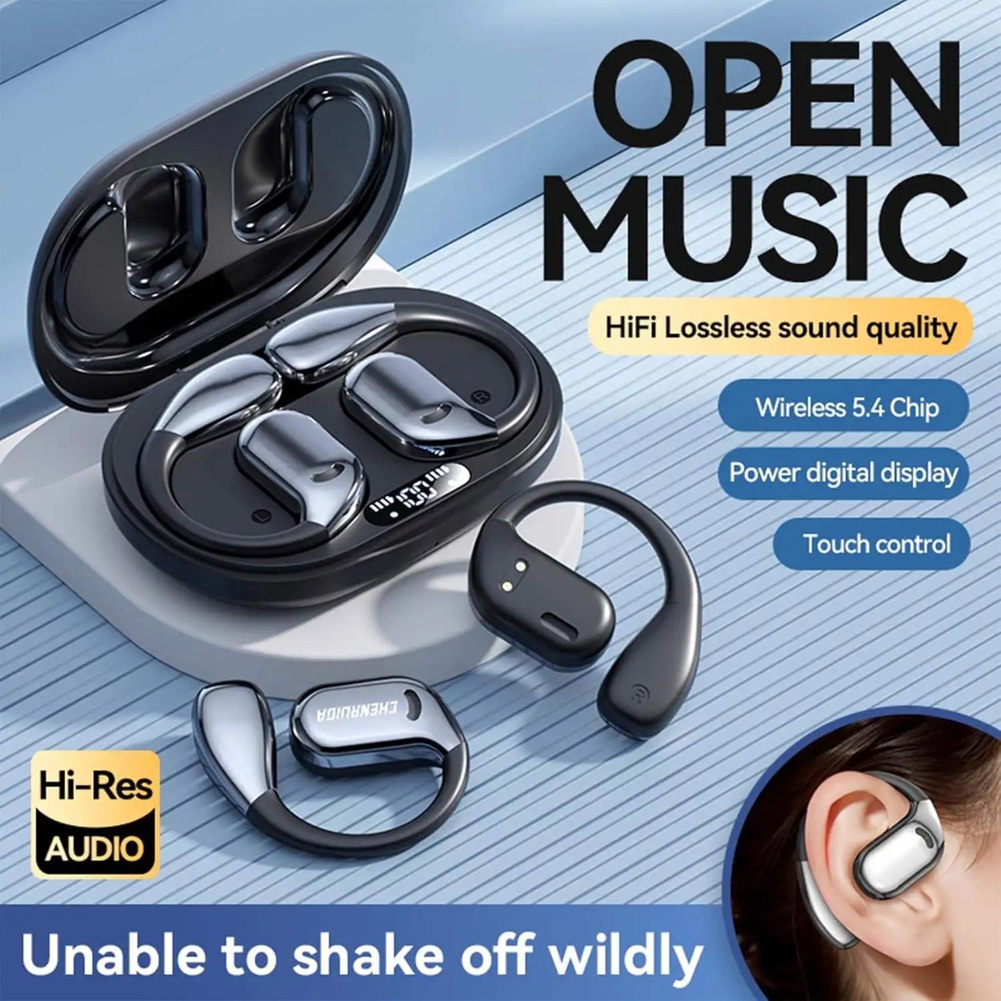 Wireless Headphone Bone Conduction Ear-clip Sports Headphone BT5.4 IPX4 Waterproof of Battery Al Translator Earbuds for Iphone