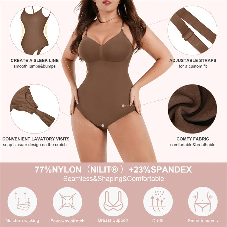 Seamless Thong Bodysuit Shapewear - Full Body Tummy Control