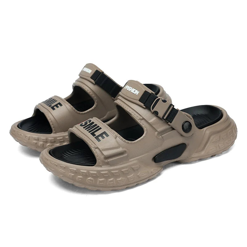 Men's Thick Sole Sport Slides - Waterproof Non-Slip Summer Sandals