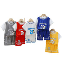 Boys Athletic Sports Set - Polyester Jersey & Shorts 2-Piece