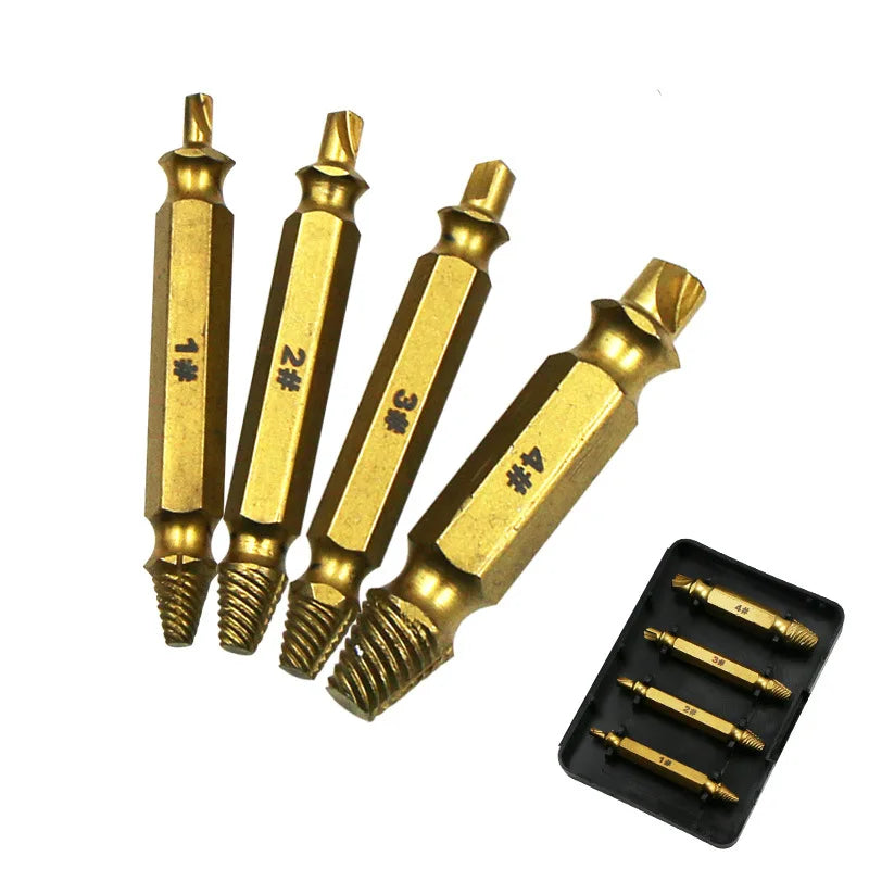 Double-Ended Broken Screw Extractor Set | 4-Piece HSS 4341