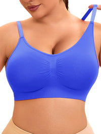 High Support Seamless Yoga Bralette – Wire-Free Ruched Push-Up Sports Bra for Women