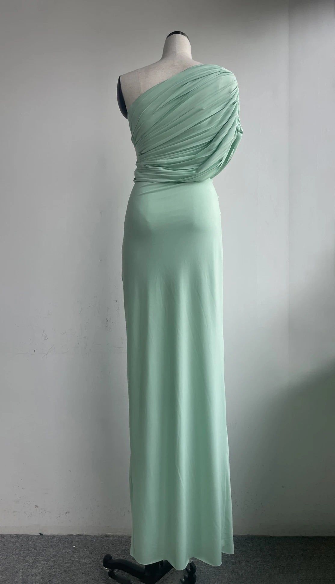 Asymmetrical One Shoulder Maxi Dress - Elegant Pleated Evening Gown