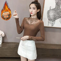 Mesh Lace Embroidered Long Sleeve Top – Sheer Gauze Women's T-Shirt