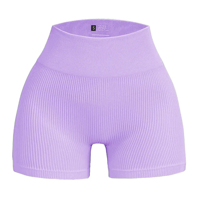 Women's Ribbed High Waist Yoga Shorts — Seamless, Sweat-Wicking, Push-Up Active Wear